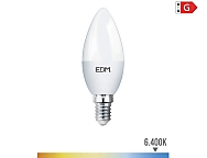 Bombilla vela led e14 5w 400lm 6400k luz fría  3,5x10cm