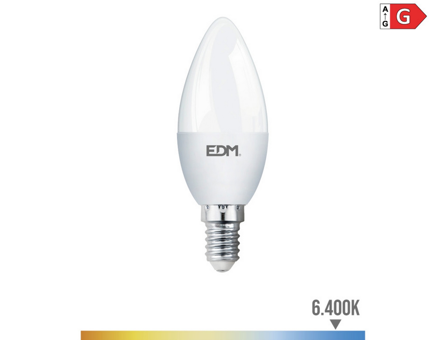 EDM Bombilla vela led e14 5w 400lm 6400k luz fría  3,5x10cm