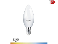 Bombilla vela led e14 5w 400lm 3200k luz cálida  3,5x10cm kit 3 bombillas