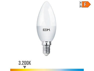 EDM - Bombilla vela led e14 7w 600lm 3200k luz cálida  35x10,7mm