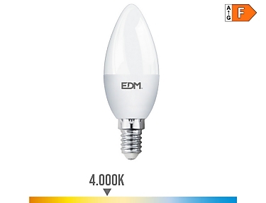 EDM - Bombilla vela led e14 7w 600lm 4000k luz día  3,5x10,7cm