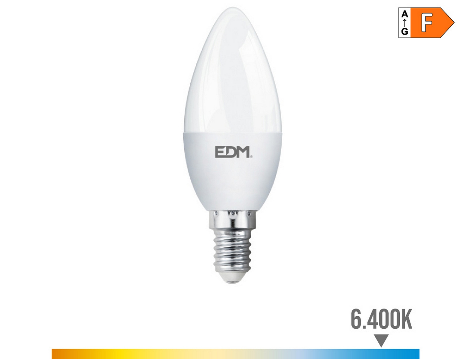 EDM Bombilla vela led e14 7w 600lm 6400k luz fría  3,5x10,7cm