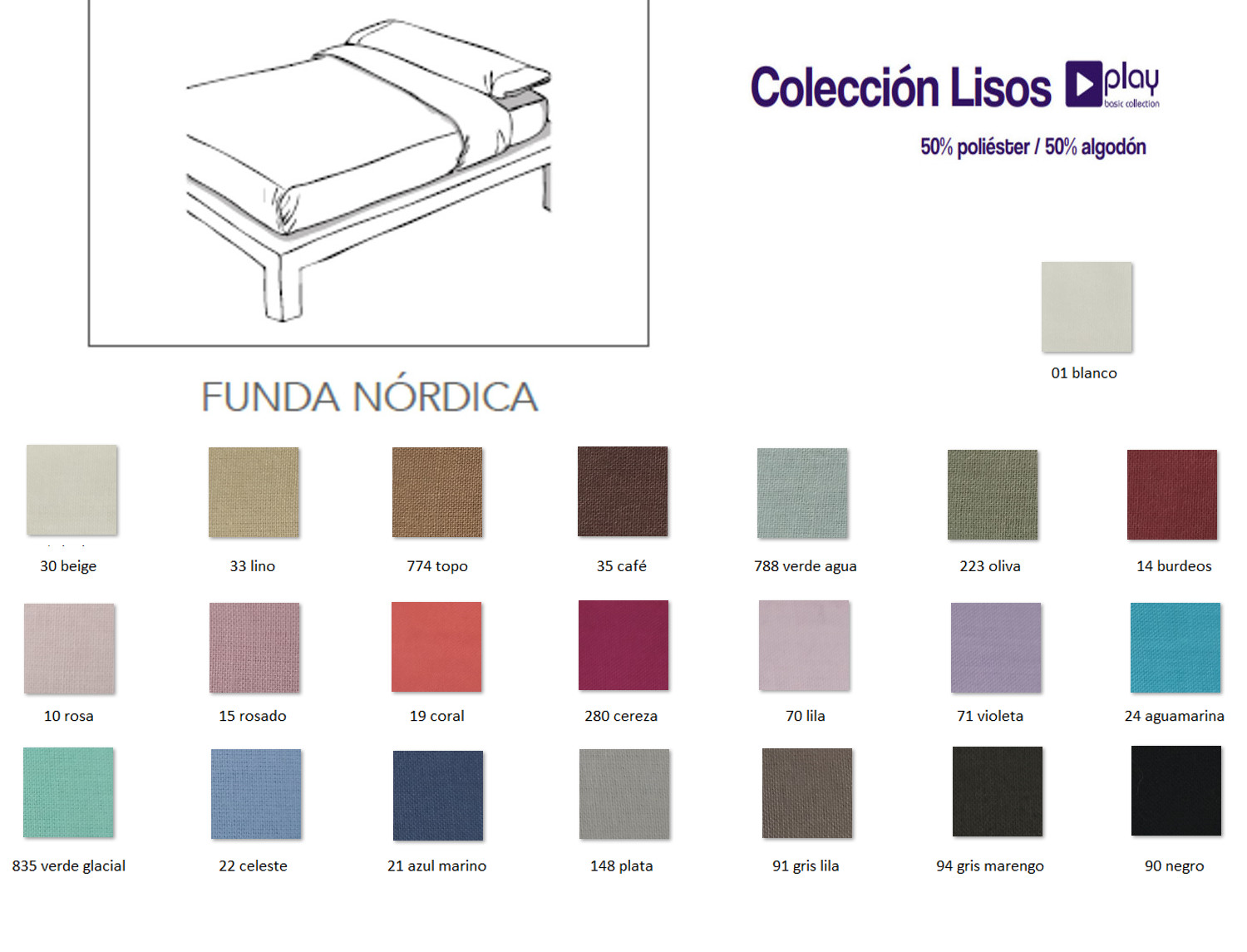 Cañete Funda nórdica lisos Play Basic 50/50