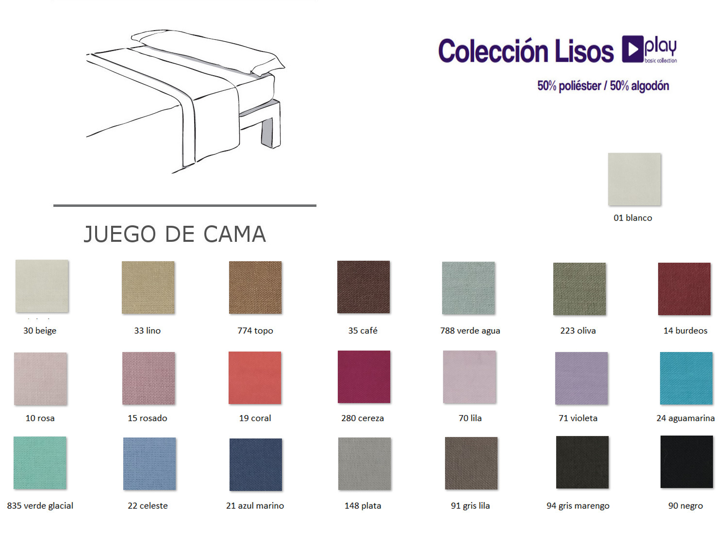 Cañete Juego de cama lisos Play Basic 50/50