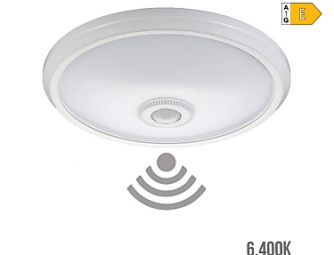 EDM - Aplique de superficie led con sensor crepuscular y movimiento ip20 15 w 6400 k  29 x 6 cm