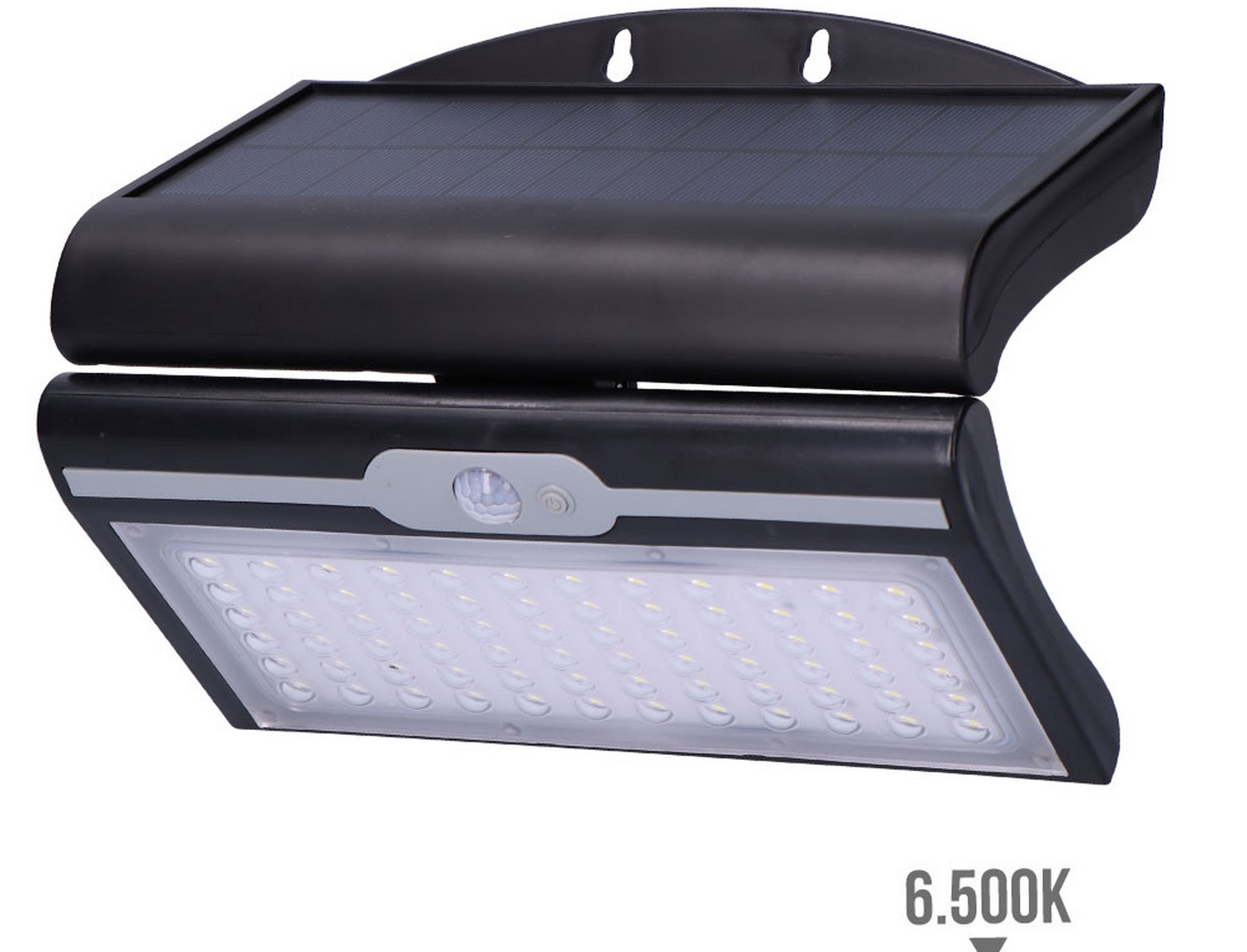 EDM Aplique solar 6w 430lm 6.500k con sensor, color negro