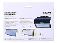 Aplique solar 6w 430lm 6.500k con sensor, color negro