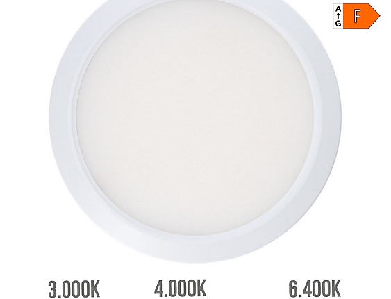 EDM Downlight ajustable led superficie/empotrar 20 w 2050 lm, marco blanco, 3cct, 22,5 cm EDM - Downlight ajustable led superficie/empotrar 20 w 2050 lm, marco blanco, 3cct, 22,5 cm