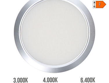 EDM - Downlight ajustable led superficie/empotrar 20 w 2050 lm, marco cromo, 3cct,  22,5 cm