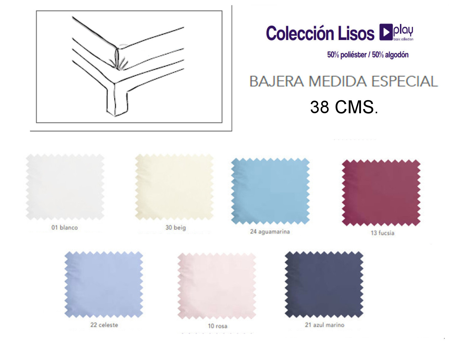 Cañete Bajera lisos Play Basic 50/50 alto 38CM Oferta fin existencias