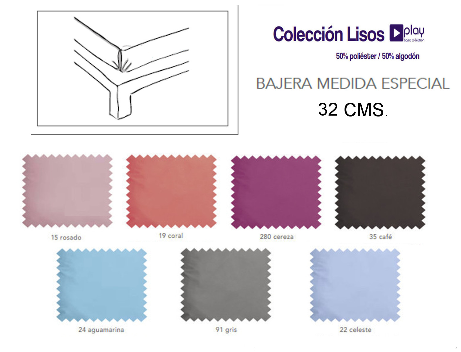 Cañete Bajera lisos Play Basic 50/50 alto 32CM Oferta fin existencias