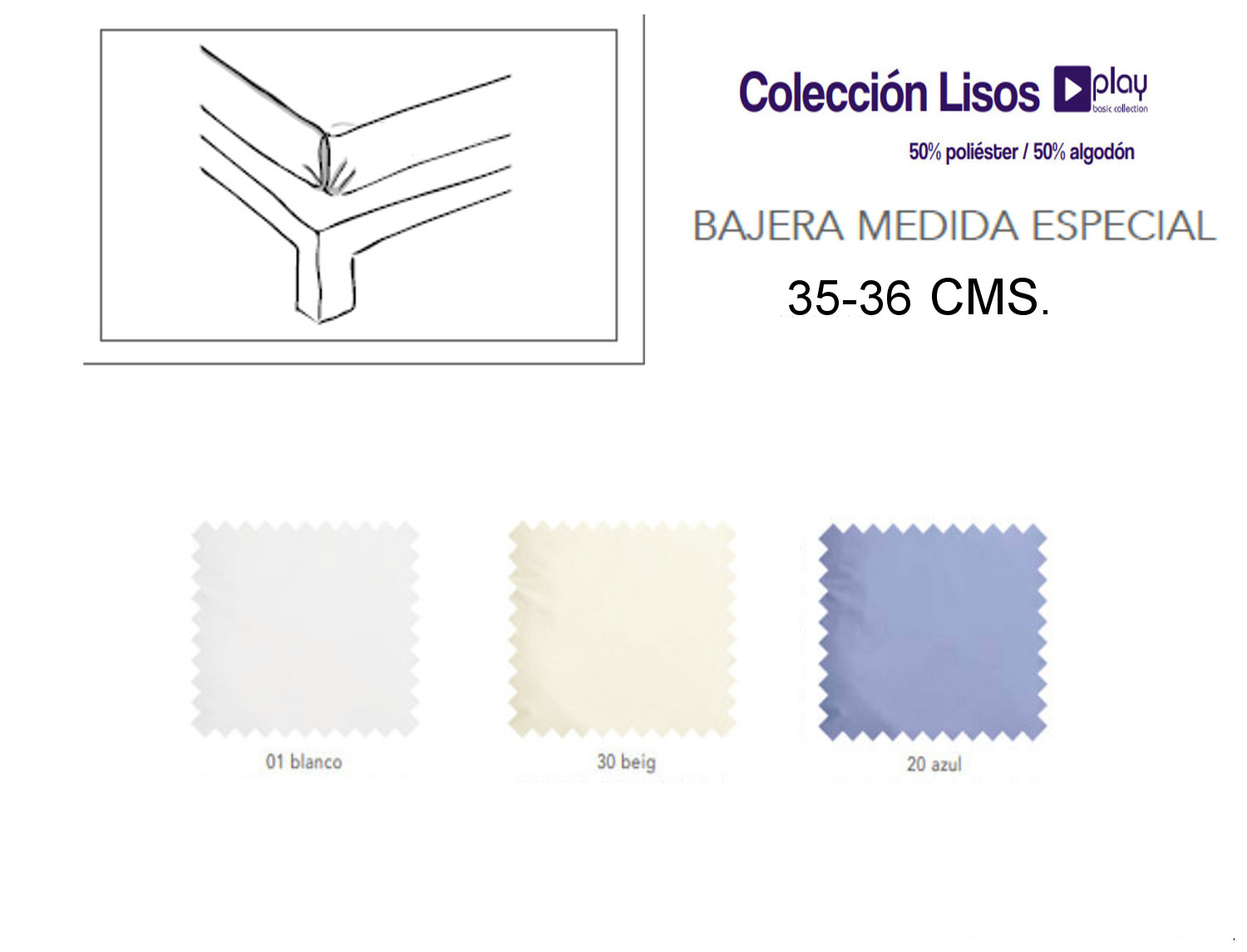 Cañete Bajera lisos Play Basic 50/50 alto 35-36CM Oferta fin existencias