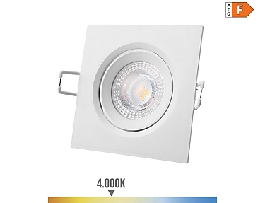 EDM - Downlight led empotrable cuadrado 5 w 4000 k luz dia color blanco 9 x 9 cm