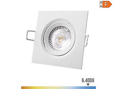EDM - Downlight led empotrable cuadrado 5 w 6400 k luz fría color blanco 9 x 9 cm