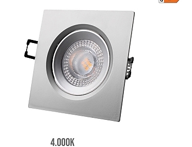 EDM - Downlight led empotrable cuadrado 5 w 4000 k luz dia color cromo 9 x 9 cm