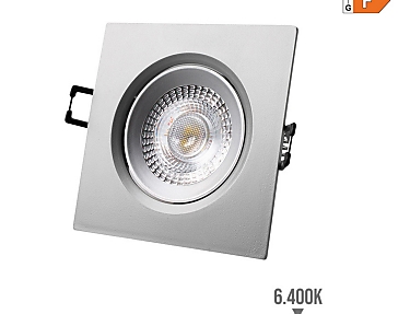 EDM - Downlight led empotrable cuadrado 5 w 6400 k luz fría color cromo 9 x 9 cm