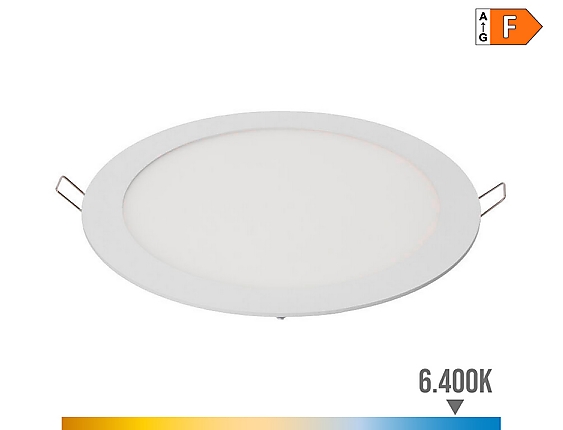 EDM - Downlight led empotrable redondo 20 w luz fria 6400 k 1500 lm blanco  22,5 cm