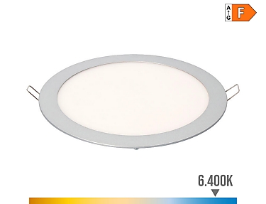 EDM - Downlight led empotrable redondo 20 w luz fria 6400 k 1500 lm cromado  22,5 cm