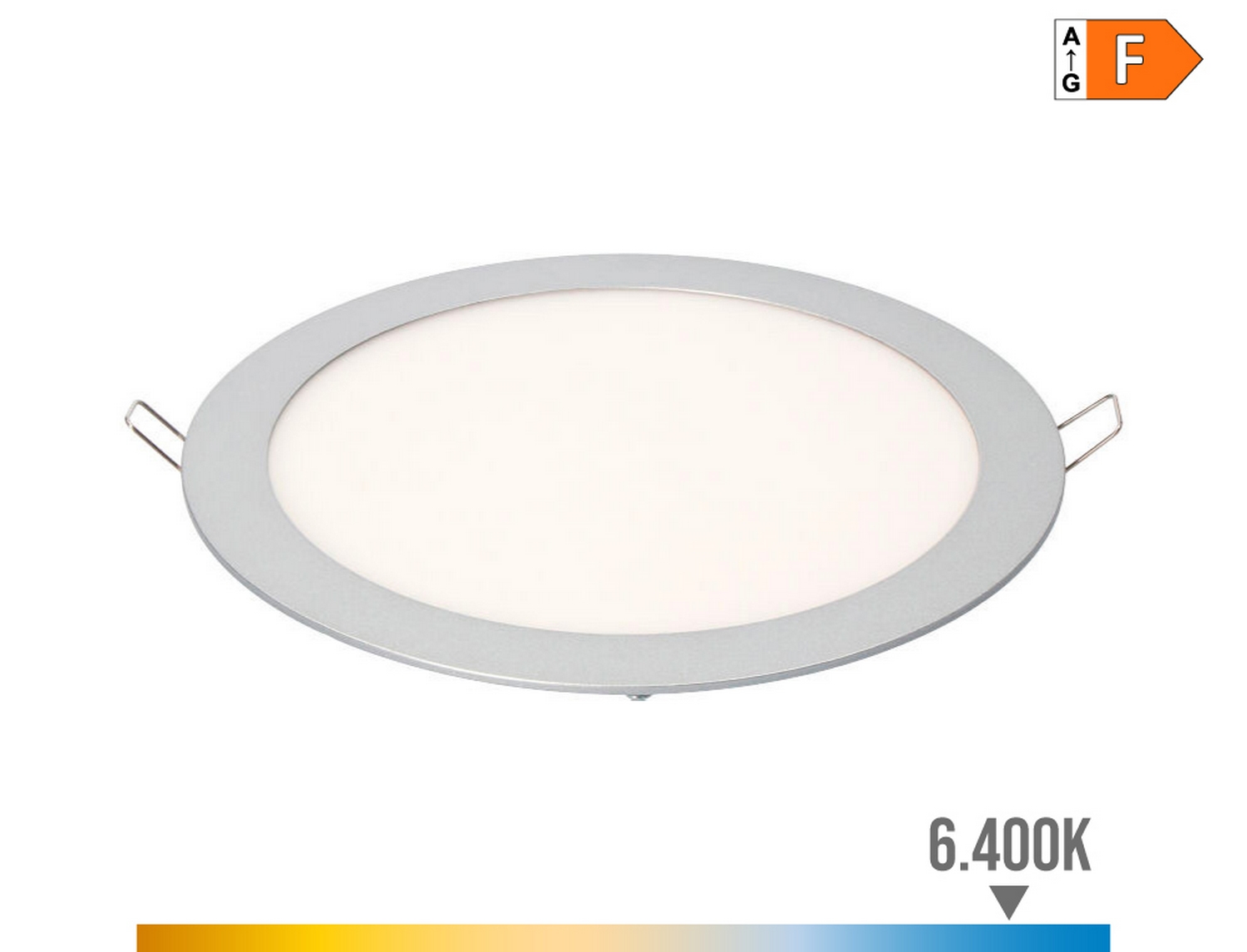 EDM Downlight led empotrable redondo 20 w luz fria 6400 k 1500 lm cromado  22,5 cm