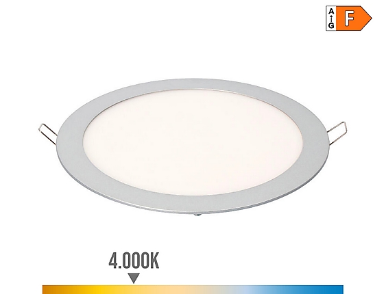 EDM - Downlight led empotrable redondo 20 w luz dia 4000 k 1500 lm cromado  22,5 cm