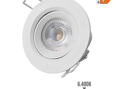 EDM - Downlight led empotrable redondo 5 w 6400 k luz fria color blanco  9 cm