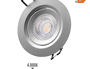 EDM - Downlight led empotrable redondo 5 w 4000 k luz dia color cromo  9 cm