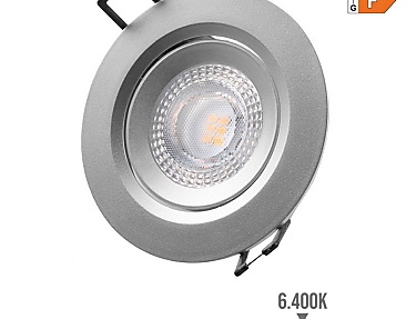 EDM - Downlight led empotrable redondo 5 w 6400 k luz fría color cromo  9 cm