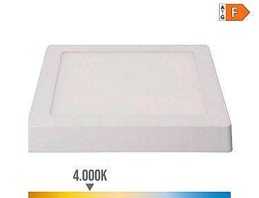 EDM - Downlight led superficie cuadrado blanco 20 w 1500 lm 4000 k luz dia 22 x 22 x 3 cm