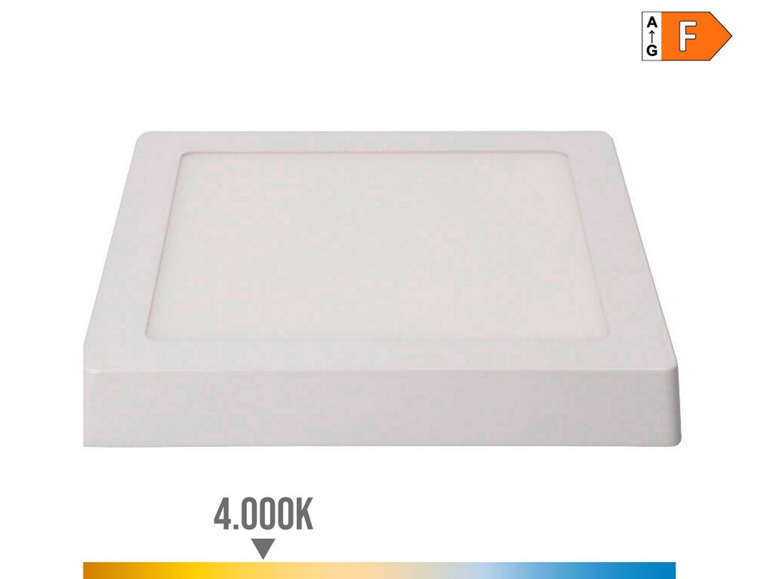 EDM Downlight led superficie cuadrado blanco 20 w 1500 lm 4000 k luz dia 22 x 22 x 3 cm