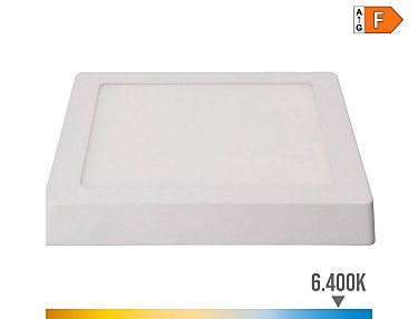EDM - Downlight led superficie cuadrado blanco 20 w 1500 lm 6400 k luz fría 22 x 22 x 3 cm