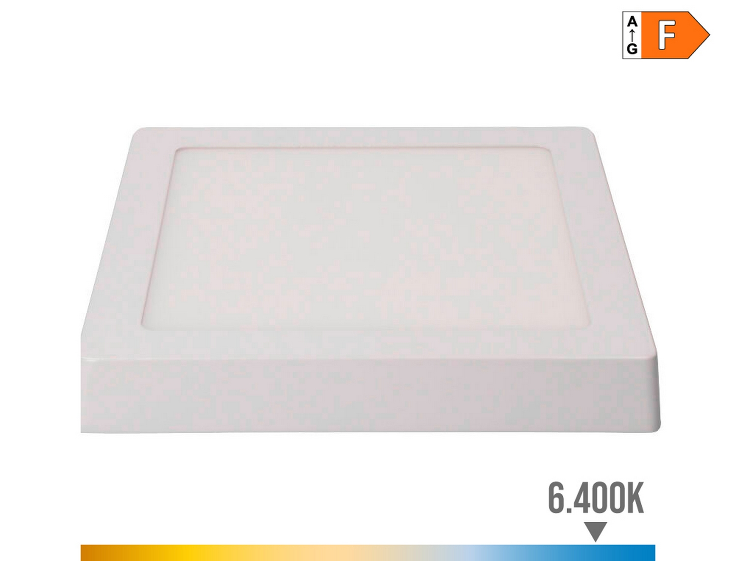 EDM Downlight led superficie cuadrado blanco 20 w 1500 lm 6400 k luz fría 22 x 22 x 3 cm