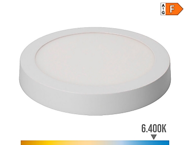 EDM - Downlight led superficie redondo blanco 20 w 1500 lm 6400 k luz fría   22 x 3 cm