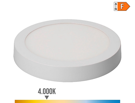 EDM - Downlight led superficie redondo blanco 20 w 1500 lm 4000 k luz día   22 x 3 cm