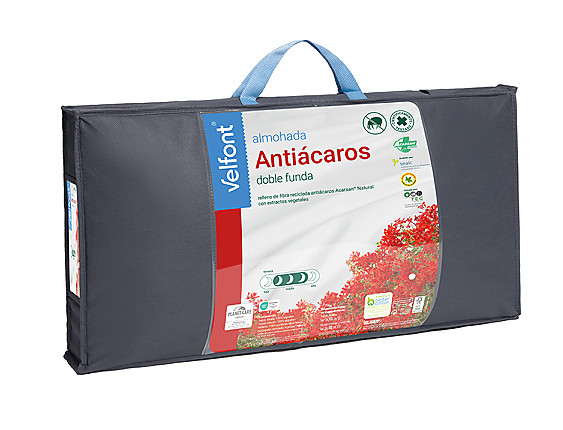 Velfont - Almohada Antiácaros Ribete doble funda. Firmeza Media