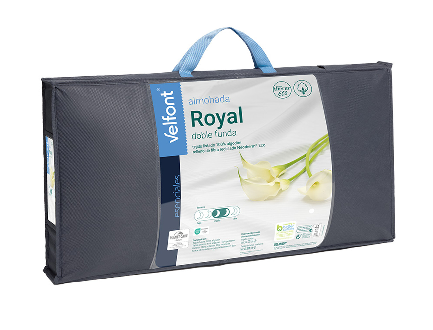 Velfont Almohada Royal Ribete Velfont doble funda. Firmeza Media-Alta