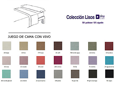 Cañete - Juego de cama lisos Play Basic 50/50 color con vivo en blanco