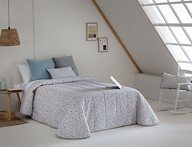 Confecciones Paula - Edredón bouti Trazo doble relleno (200 gr) color piedra