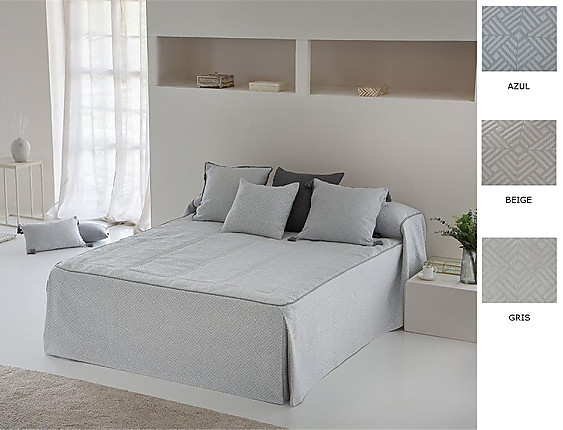 Confecciones Paula - Colcha edredón piqué Sada color Azul, Beige o Gris