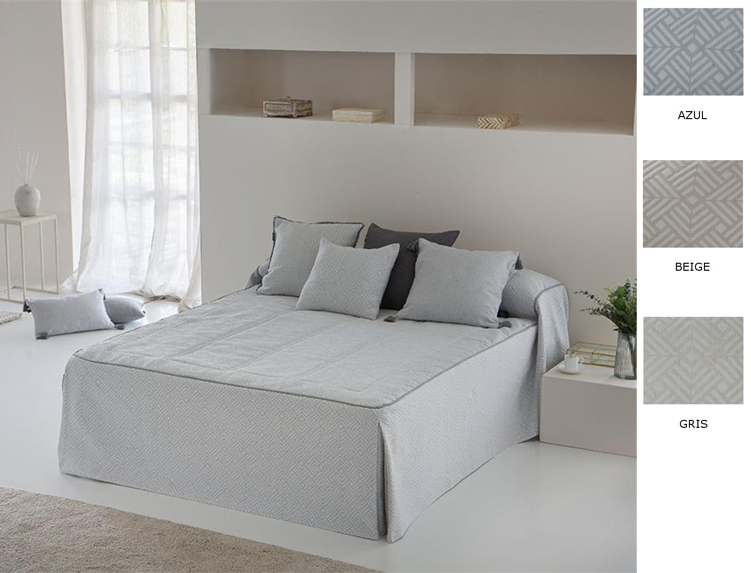 Confecciones Paula Colcha edredón piqué Sada color Azul, Beige o Gris