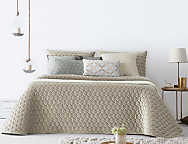 Edredón bouti de terciopelo Naroa color Gris, Lavanda, Arena, Beige, Verde o Blanco