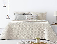 Edredón bouti de terciopelo Naroa color Gris, Lavanda, Arena, Beige, Verde o Blanco