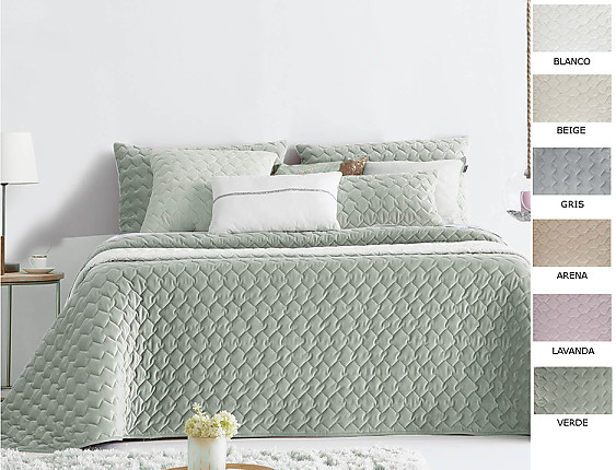 Antilo Textil - Edredón bouti de terciopelo Naroa color Gris, Lavanda, Arena, Beige, Verde o Blanco