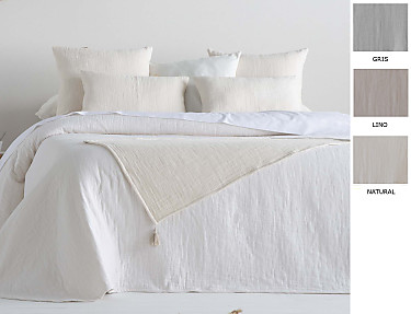 Cañete - Colcha capa 100% Algodón Gasa color Natural, Lino o Gris