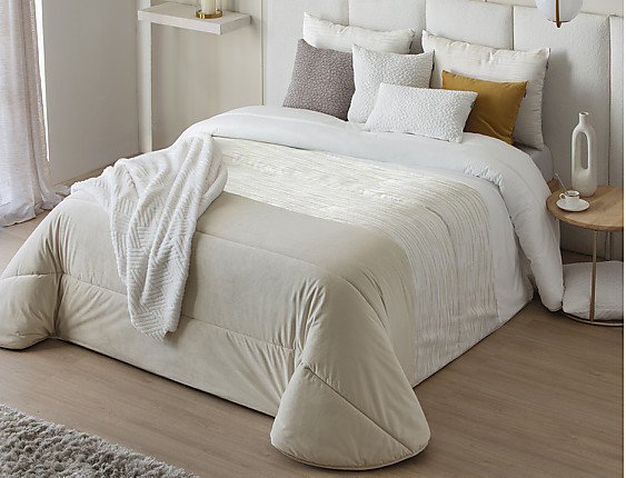 Antilo Textil - Edredón bouti Leni con funda/s de cojín color Beige