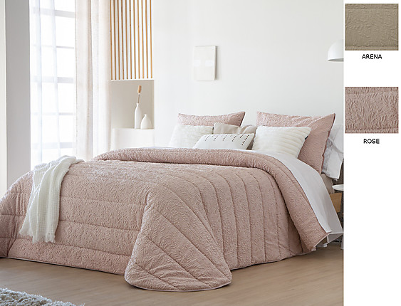 Antilo Textil - Edredón bouti Adara con funda/s de cojín color Arena o Rosé