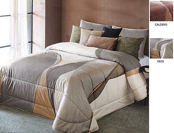 Antilo Textil - Edredón bouti de terciopelo Alma con funda/s de cojín color Caldera o Gris