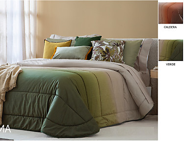 Antilo Textil - Edredón bouti de terciopelo Eros con funda/s de cojín color Caldera o Verde
