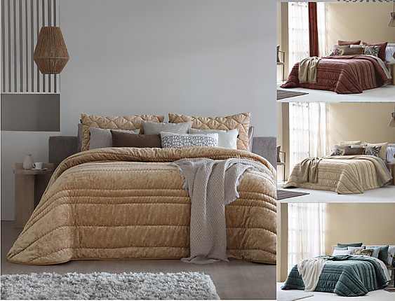 Antilo Textil Edredón bouti de terciopelo Nui con funda/s de cojín color Arena, Maquillaje, Ocean o Terracota Antilo Textil - Edredón bouti de terciopelo Nui con funda/s de cojín color Arena, Maquillaje, Ocean o Terracota