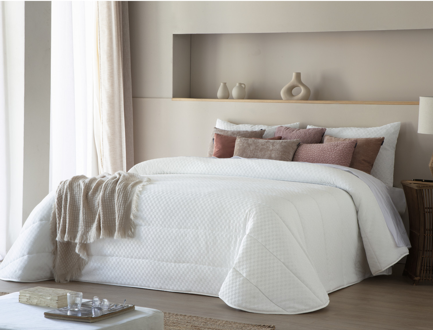 Antilo Textil Edredón bouti Ilian con funda/s de cojín color Natural