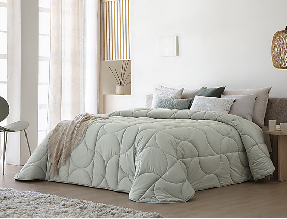 Antilo Textil - Edredón nórdico de terciopelo Arni color Arena, Gris o Verde